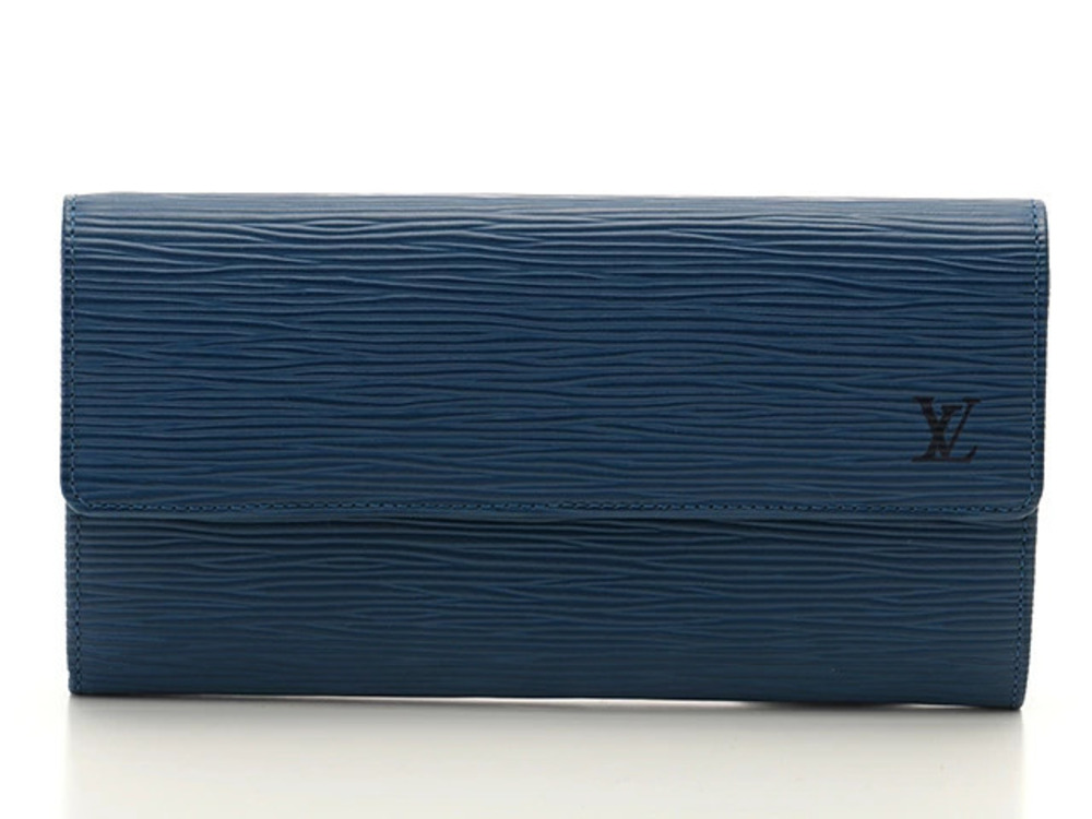 LOUIS VUITTON Long Wallet Pochette Portemonnaie Credit Epi Toledo Blue